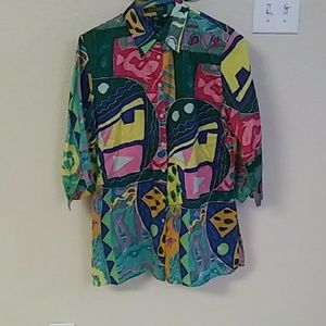 Colorful Vintage Lauren 90's button up sz S